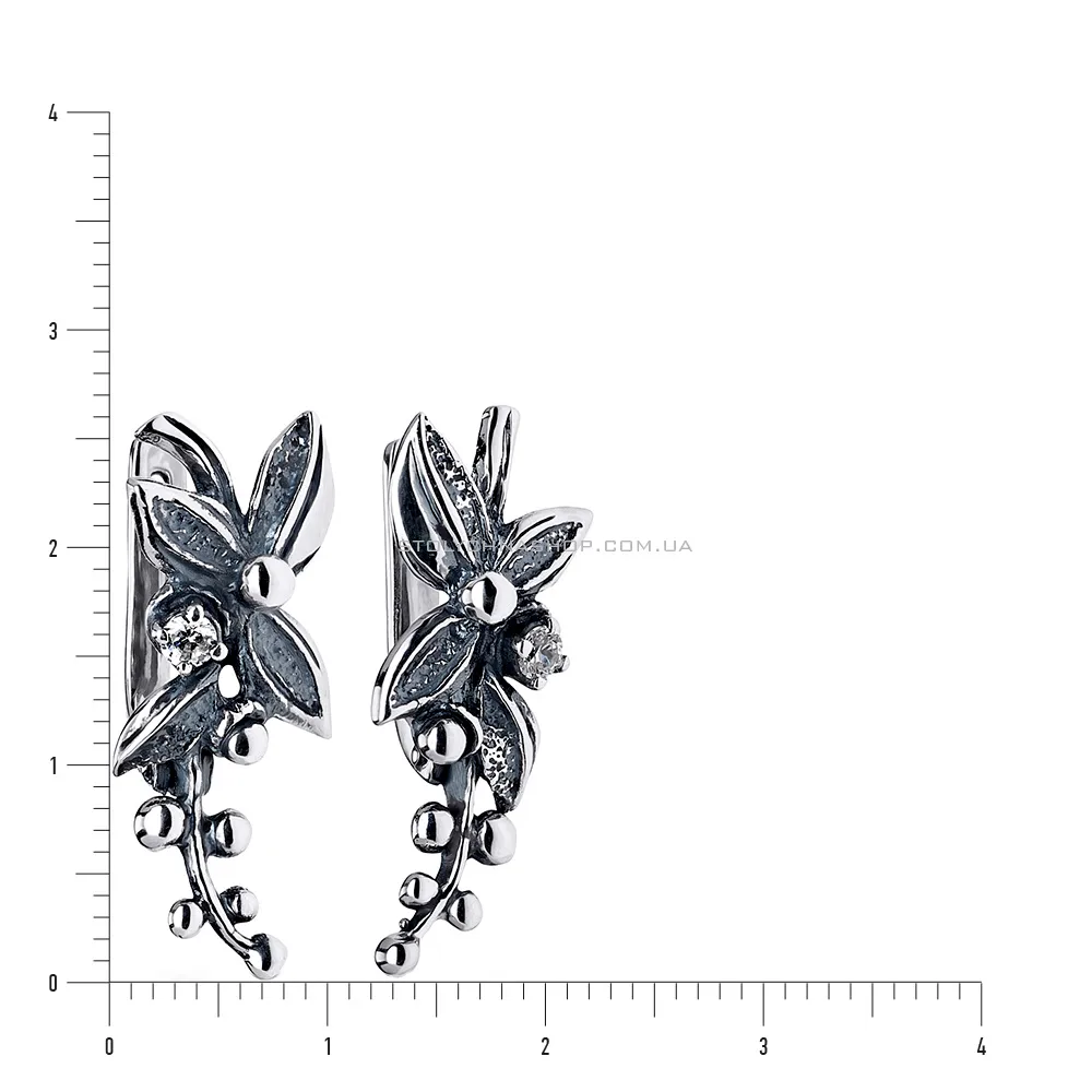 Срібні сережки «Квіти» з фіанітами (арт. 7902/1110047)