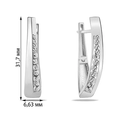 Золоті сережки без каменів в білому кольорі металу (арт. 107173б)