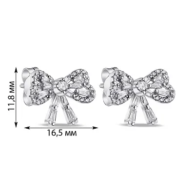 Срібні сережки-пусети в формі бантика (арт. 7518/6527)