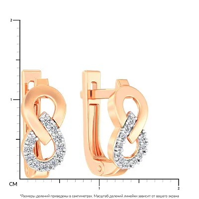 Золотые серьги  «Бесконечность» с фианитами (арт. 111115)