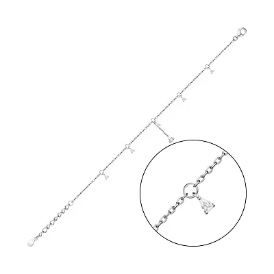 Срібний браслет з фіанітами і підвіскою (арт. 7509/3797)