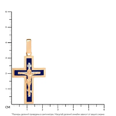 Золотий натільний хрестик з розп'яттям та емаллю (арт. 541131нсш)