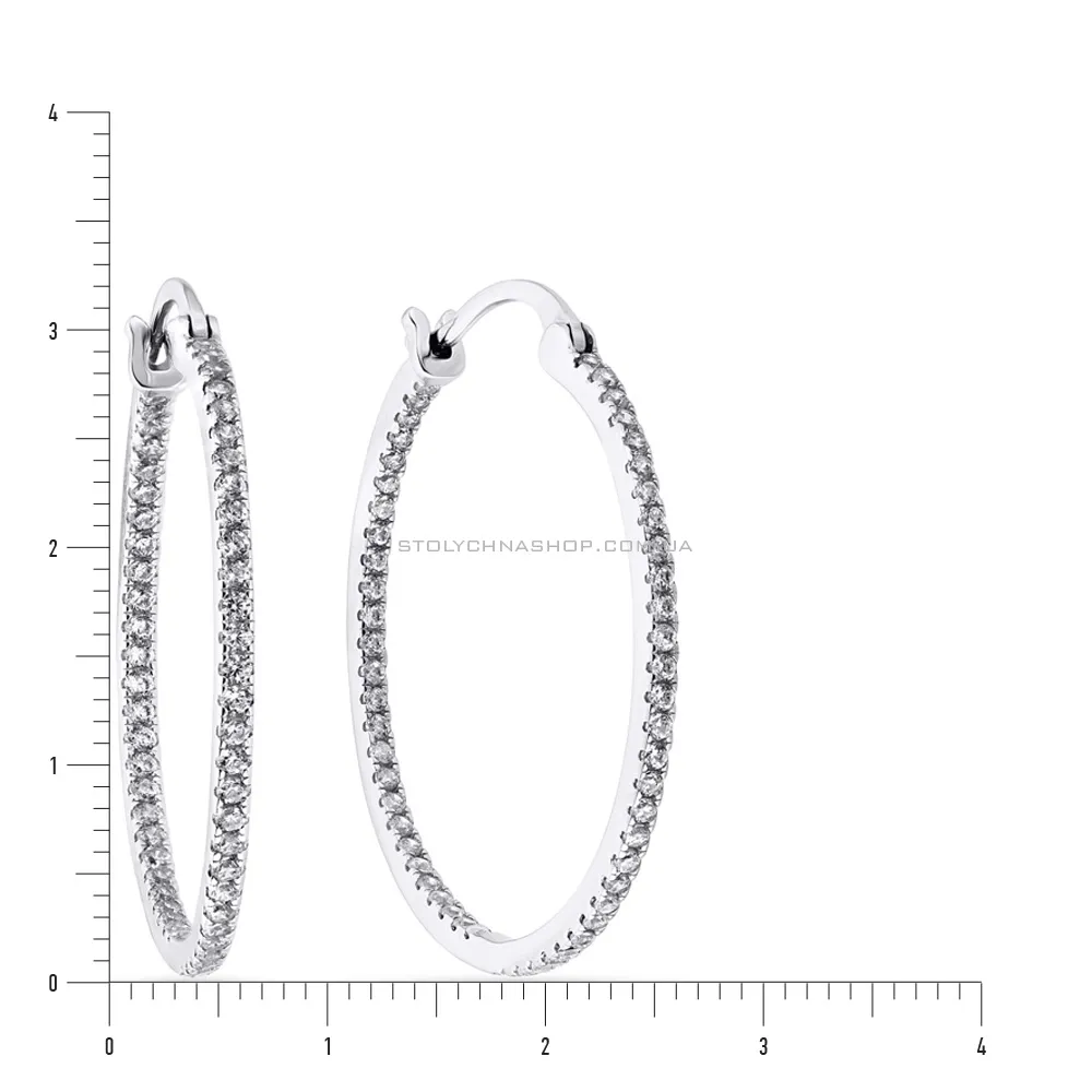 Серебряные серьги кольца с фианитами (арт. 7502/3301)