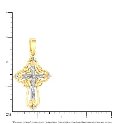 Хрест з комбінованого золота з фіанітами (арт. 501082ж)