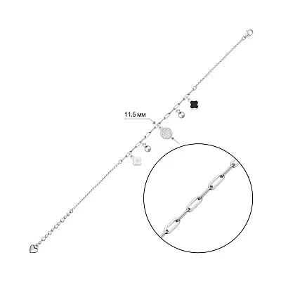 Срібний браслет з підвісками (арт. 7509/3763еч)