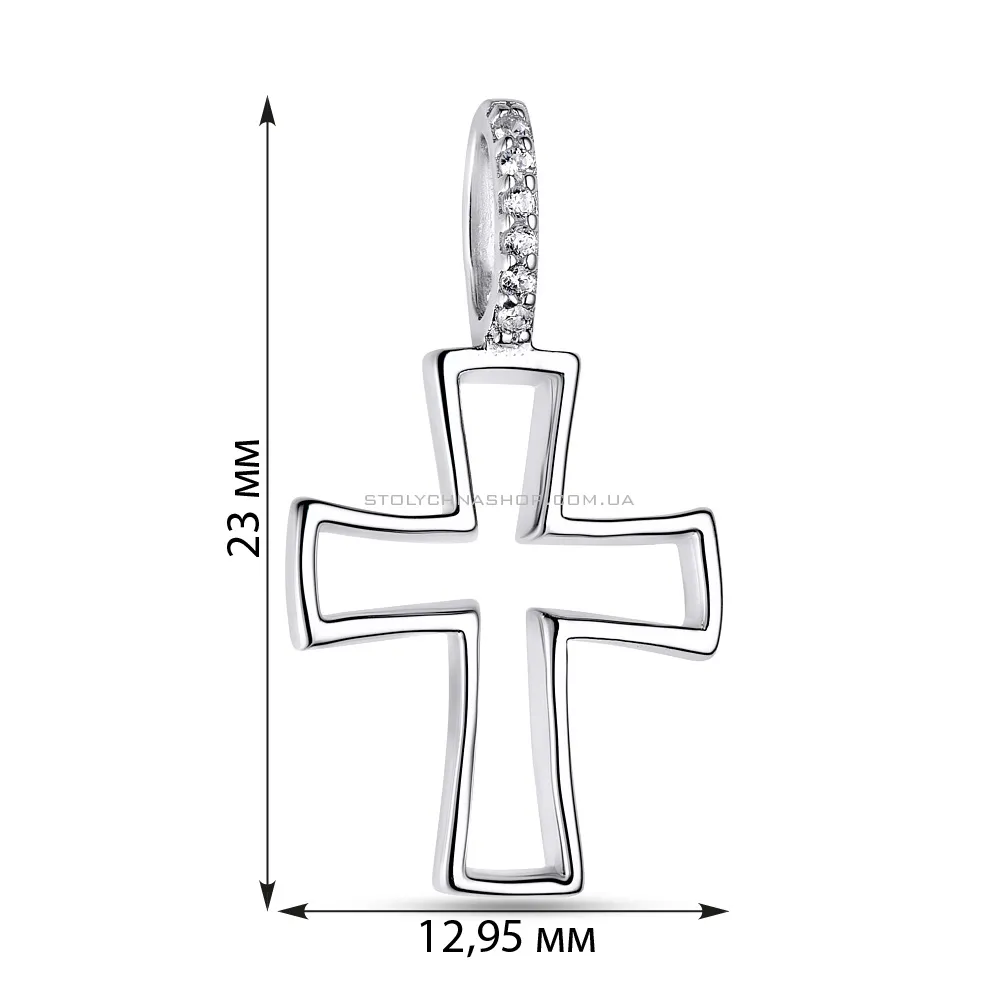 Срібна підвіска-хрестик з фіанітами (арт. 7503/2721) - 3 - цена