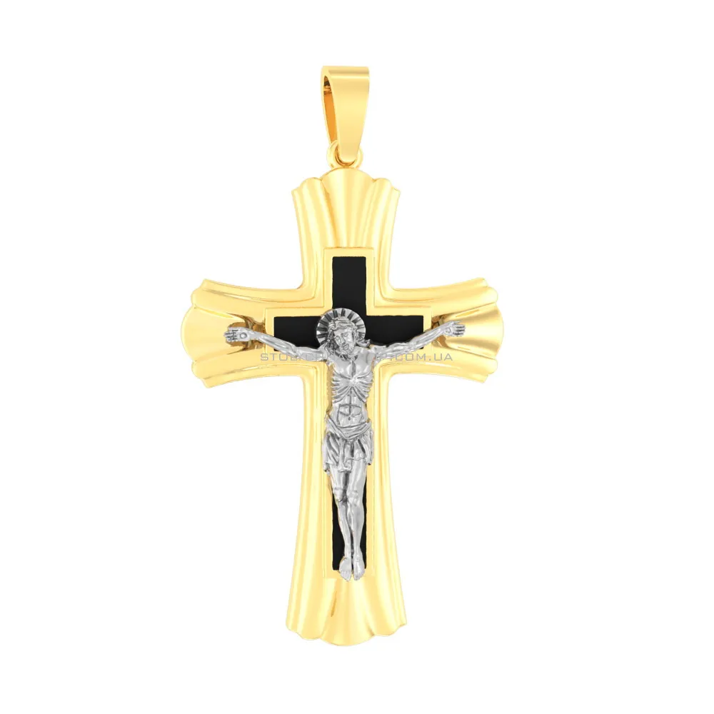 Золотой крестик с распятием и эмалью (арт. 501045жч)