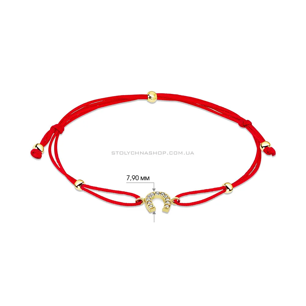 Браслет з червоної шовкової нитки з золотими вставками  (арт. 323571ж) - 3 - цена