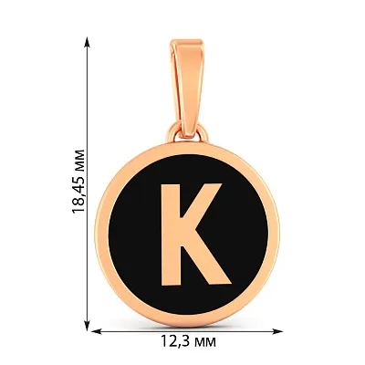 Подвеска Буква К из красного золота с эмалью (арт. 440988еч)