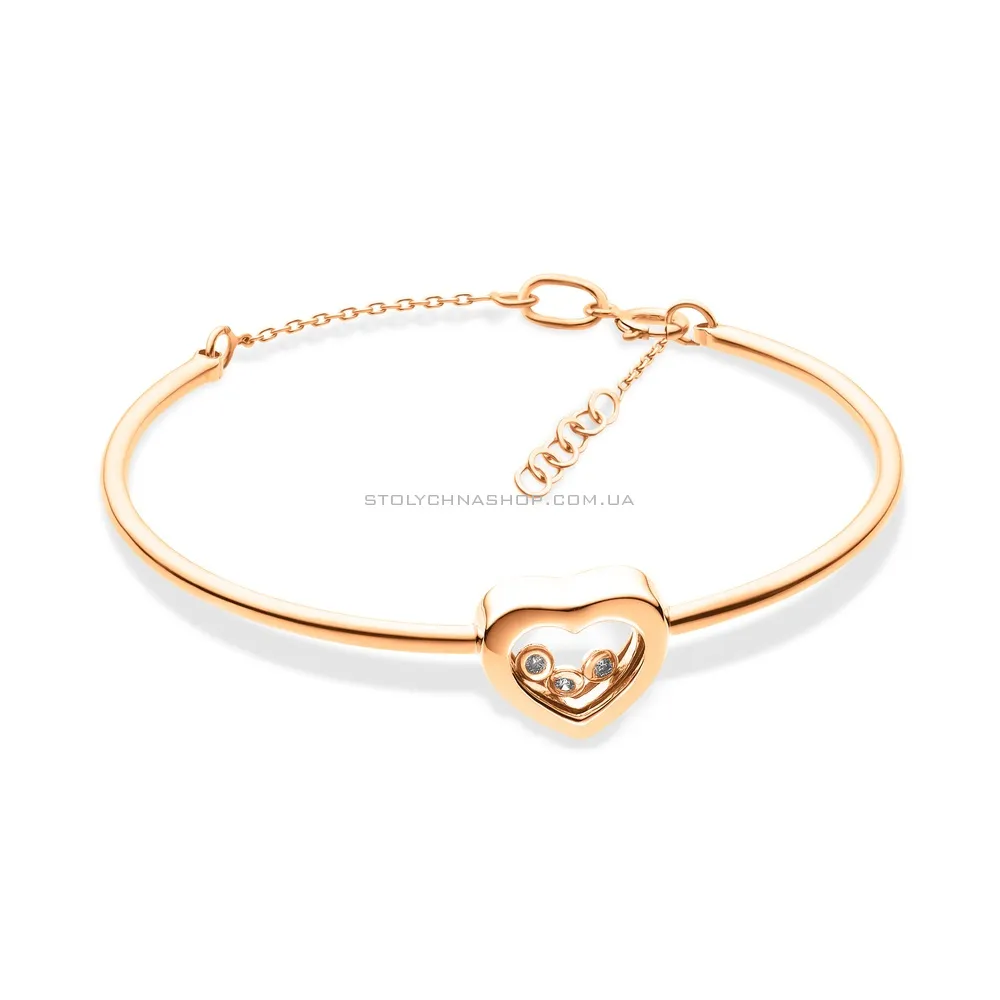 Золотий браслет «Серце» з фіанітами (арт. 323438) - цена
