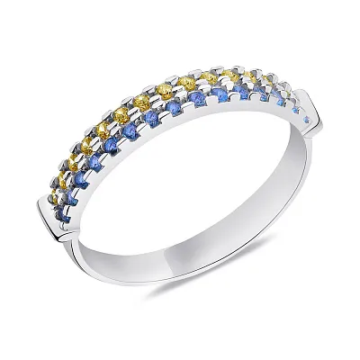 Серебряное кольцо с синими и желтыми альпинитами (арт. 7501/А168/1агжкю)