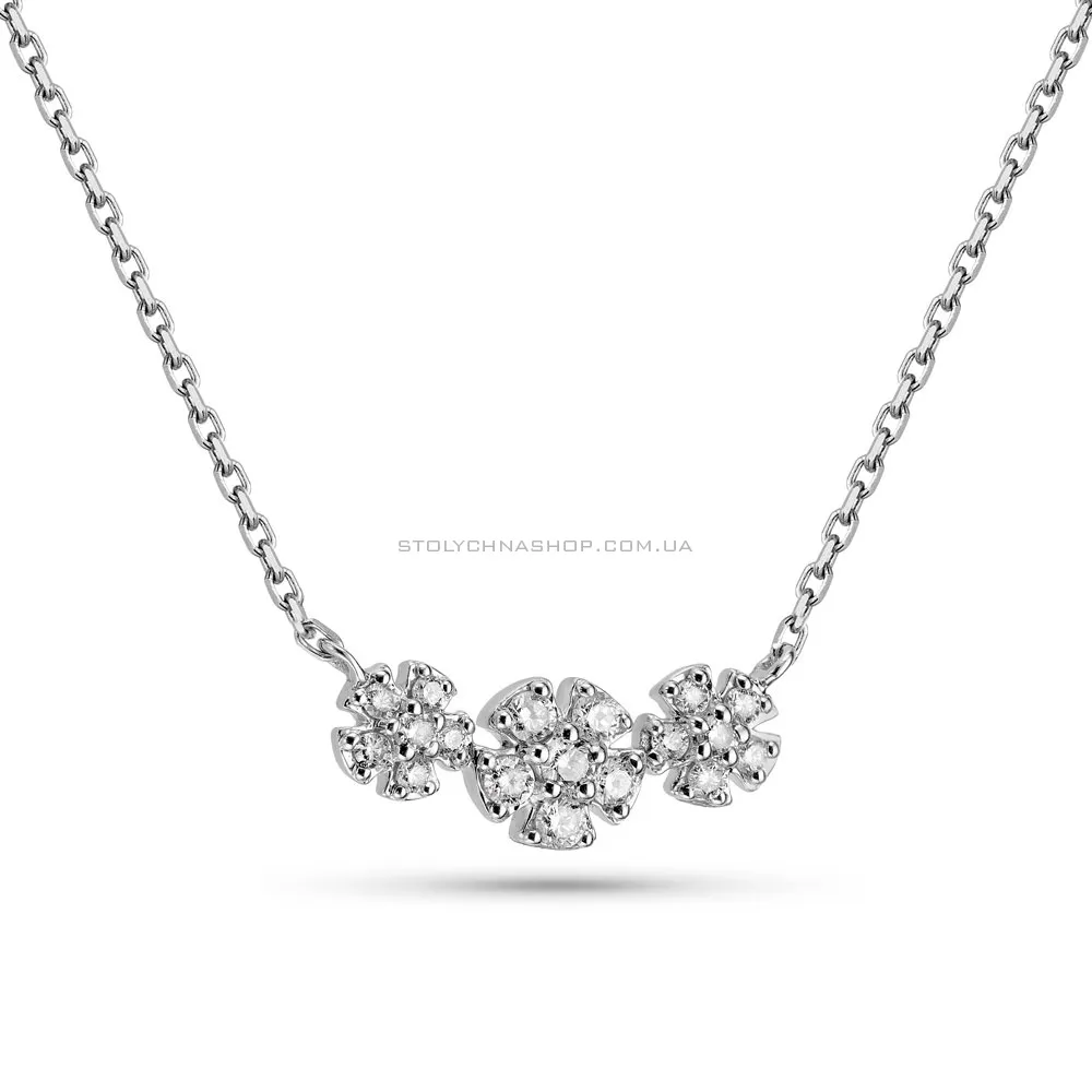 Кольє "Квіти" з білого золота з діамантами (арт. Ц341286015б) - цена