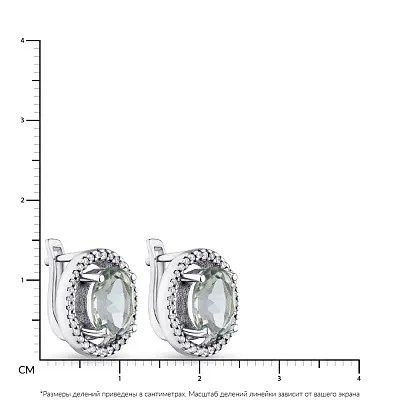 Срібні сережки з кварцом і фіанітами  (арт. 7002/1412Пкб)