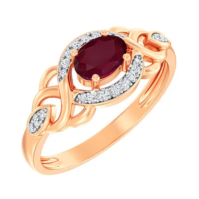 Золотое кольцо с рубином и бриллиантами (арт. К011049р)