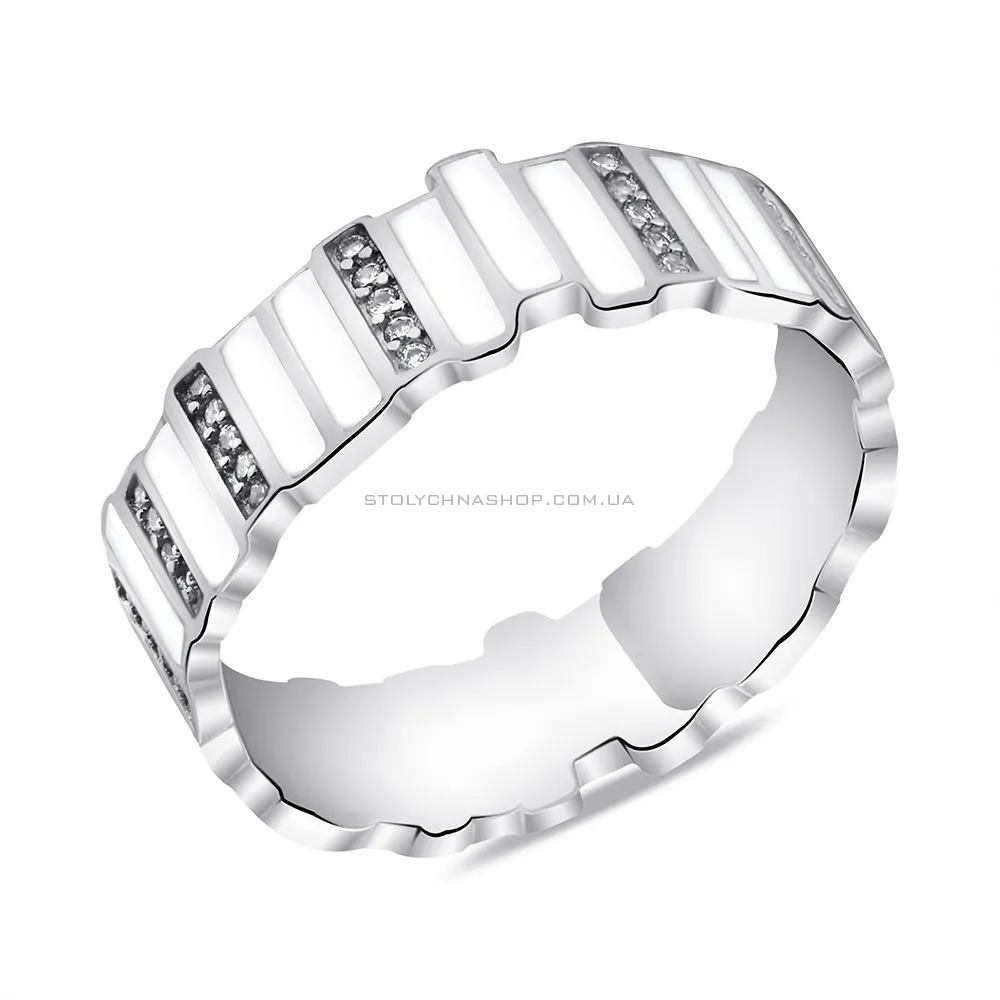 Серебряное кольцо с эмалью и фианитами (арт. 7501/6596еб) - цена