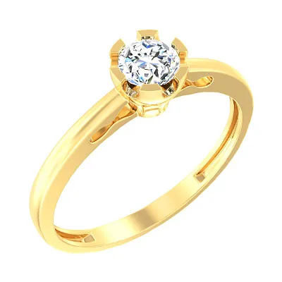 Золотое помолвочное кольцо с фианитом (арт. 140596ж)