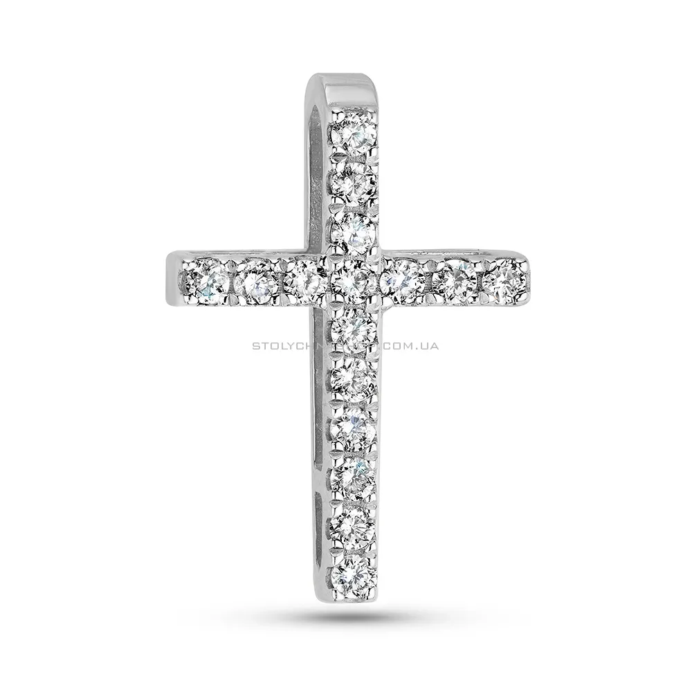 Хрестик з білого золота з діамантом (арт. 3109637202) - цена