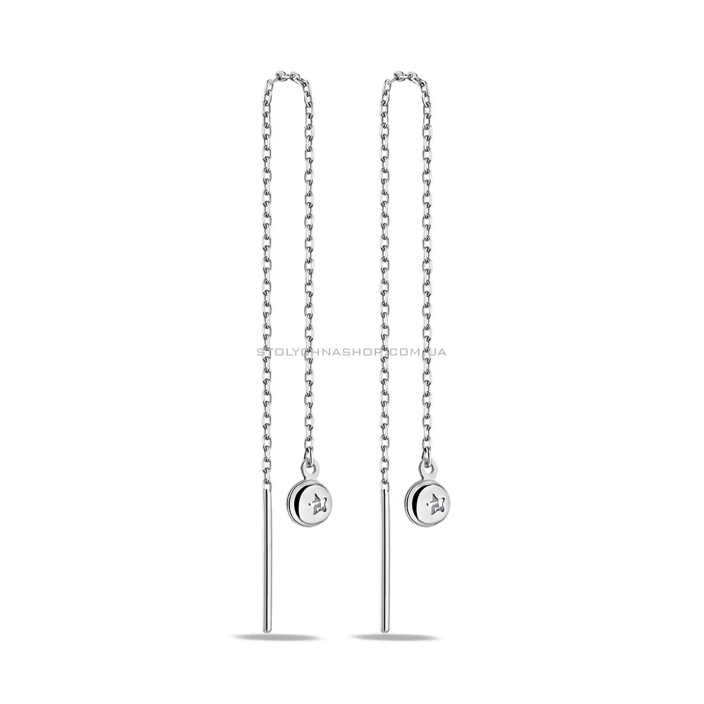 Срібні сережки-протяжки з фіанітами (арт. 7502/4988) - цена