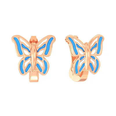 Дитячі золоті сережки «Метелики» з емаллю (арт. 110502г)