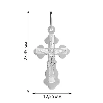 Золотий натільний хрестик в білому кольорі металу  (арт. 524200б)
