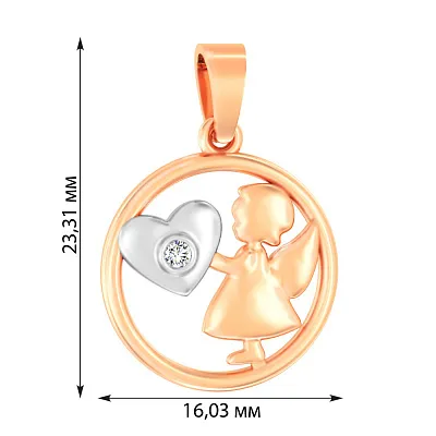 Золотая подвеска «Ангел» с фианитом  (арт. 440598)