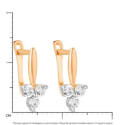 Сережки из красного золота с фианитами (арт. 106182)