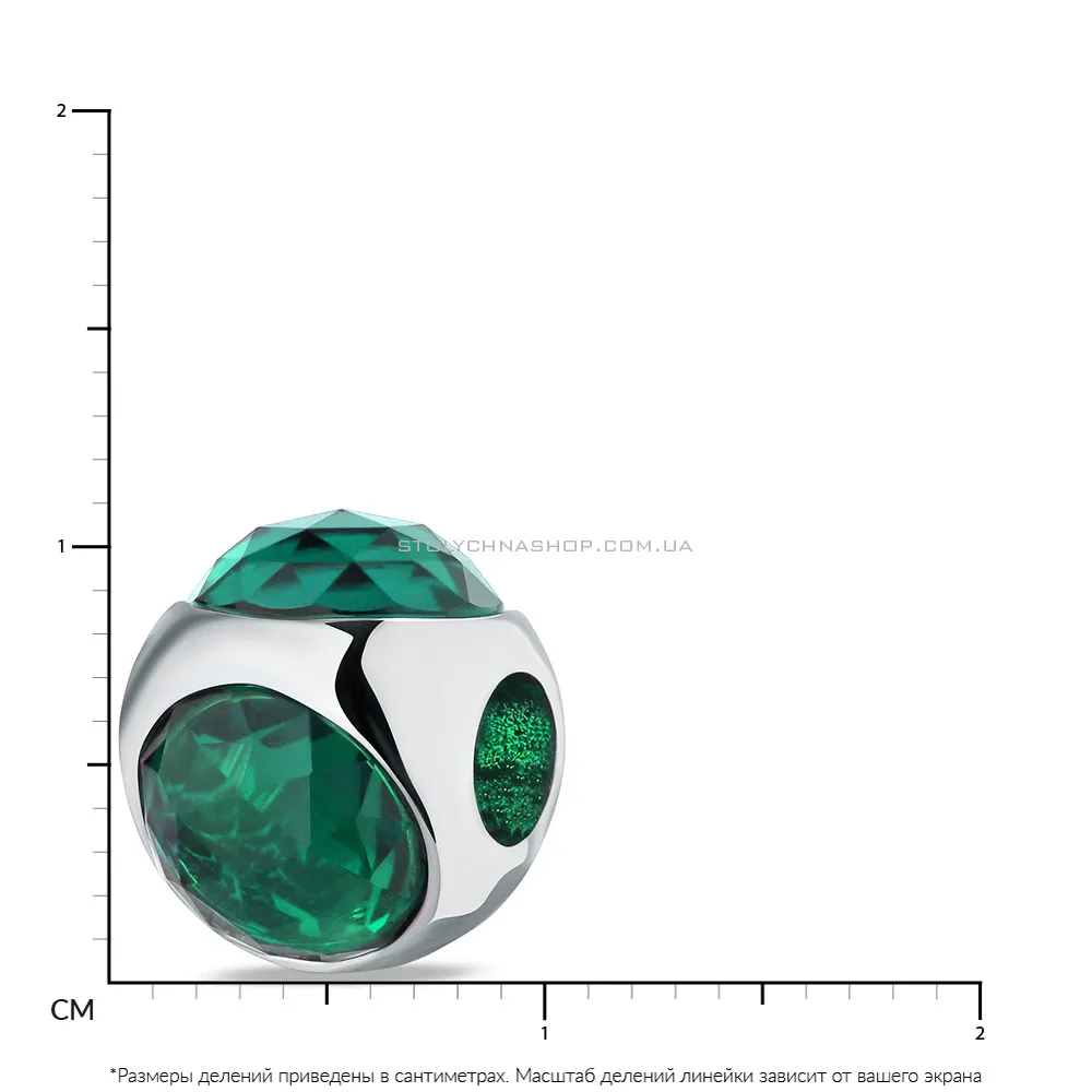 Серебряный шарм с зеленым кварцем (арт. 7003/2186Пкз)