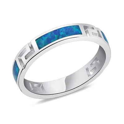 Кольцо серебряное с опалом синего цвета (арт. 7501/5329Пос)