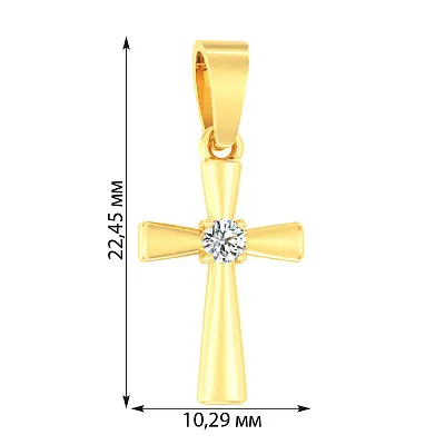 Хрестик з жовтого золота з діамантом (арт. П011025005ж)