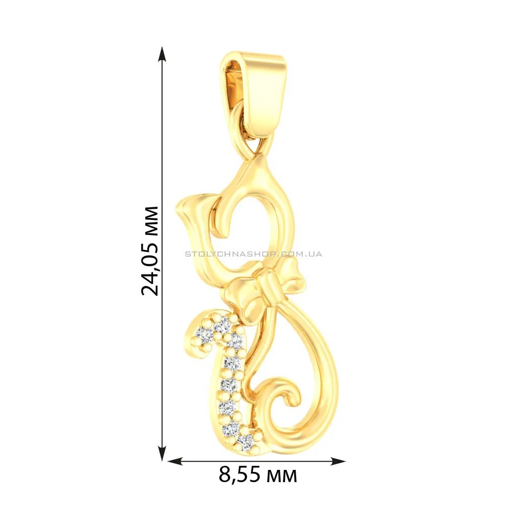 Золота підвіска «Кошеня» з фіанітами (арт. 440355ж) - 2 - цена