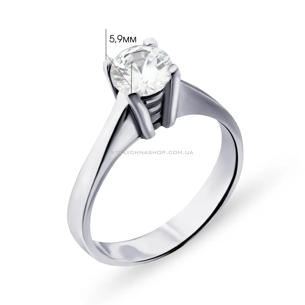 Серебряное кольцо с одним фианитом  (арт. 7501/2966) - 2 - цена
