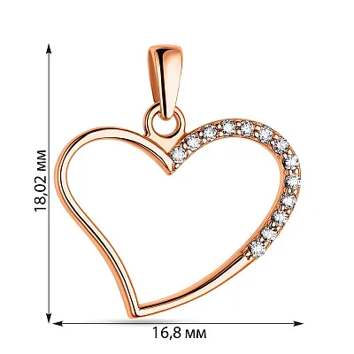 Золотий підвіс "Серце" з фіанітами (арт. 424451)