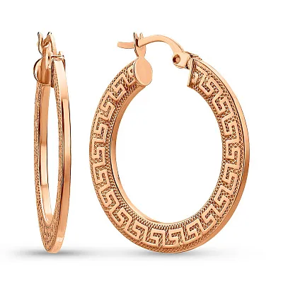 Золотые серьги кольца Олимпия с греческим орнаментом (арт. 109522/25)
