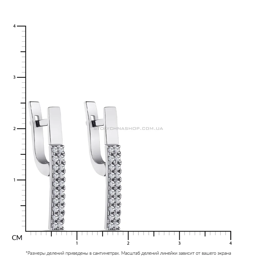 Сережки срібні з доріжками з фіанітів  (арт. 7502/А121сю) - 2 - цена