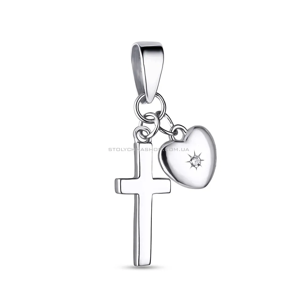 Серебряная подвеска-крестик с фианитом (арт. 7503/2408) - цена