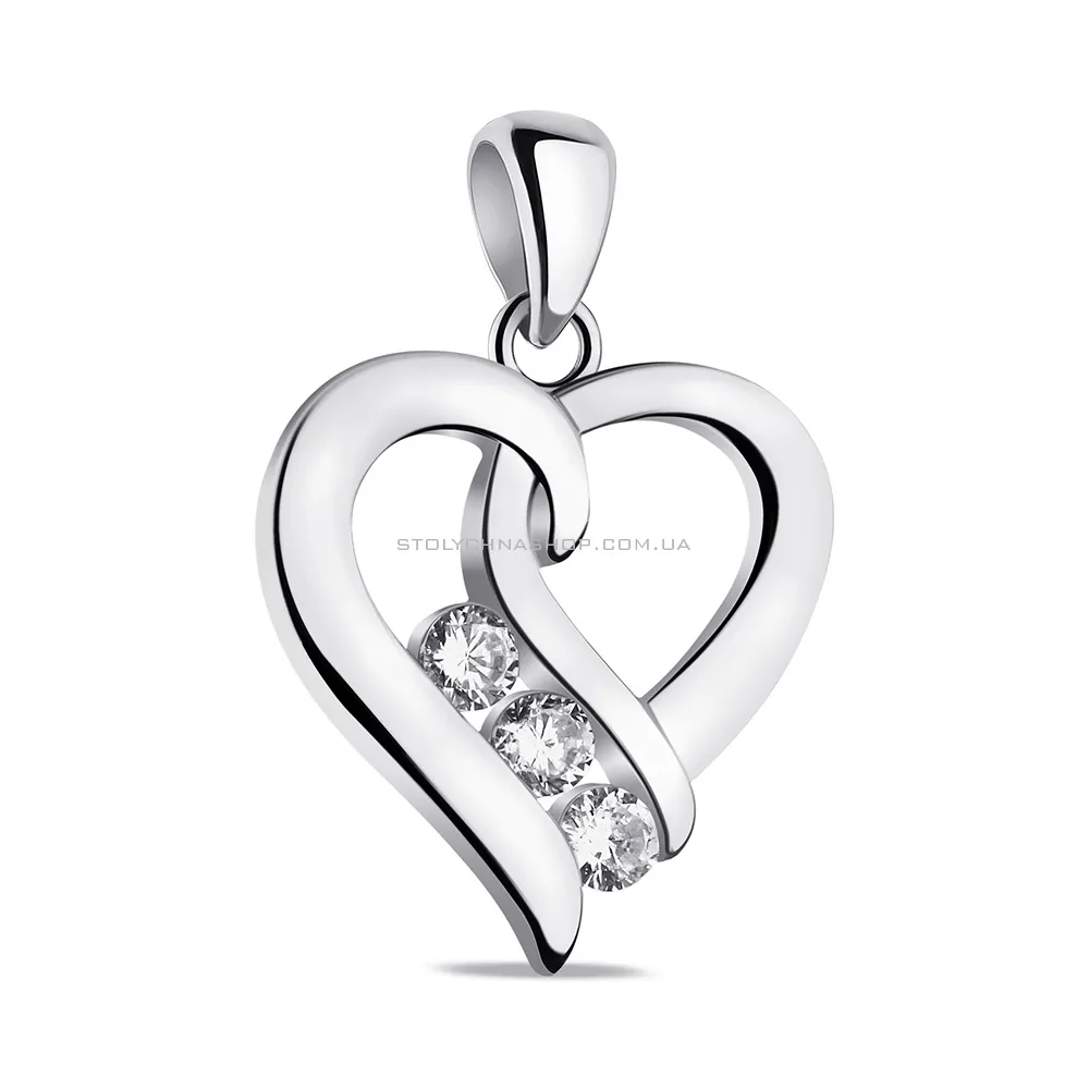Срібний підвіс Серце з фіанітами (арт. 7503/4045)