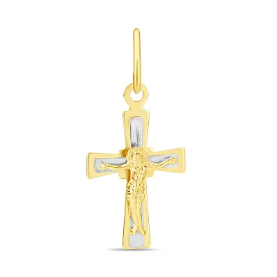 Хрестик з комбінованого золота (арт. 527900ж)
