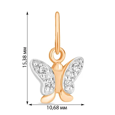 Підвіска «Метелик» з червоного золота з фіанітами (арт. 420930)