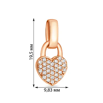 Кулон «Сердечко» з червоного золота з фіанітами (арт. 422340)
