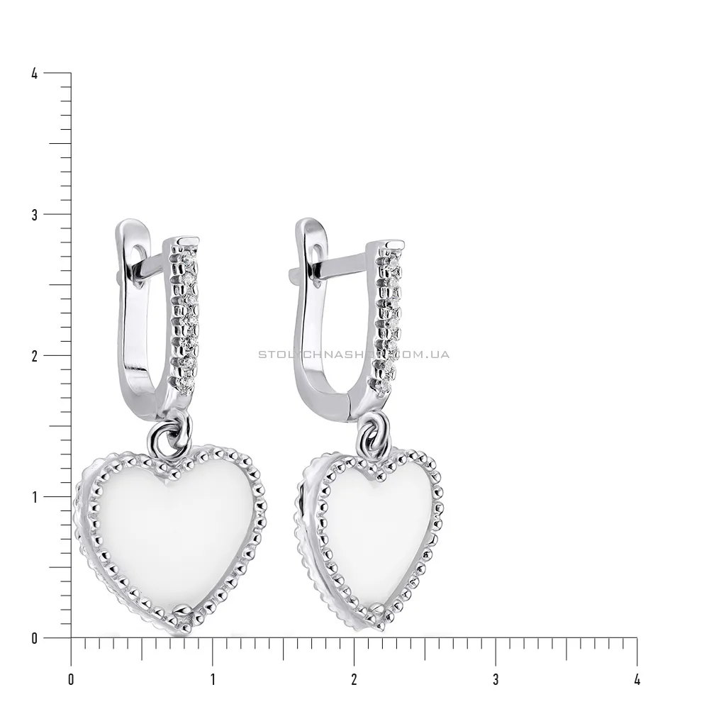 Срібні сережки  «Серденька» з оніксом (арт. 7502/3220об)