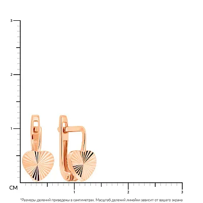 Детские серьги &quot;Сердечки&quot; из красного золота  (арт. 110696)