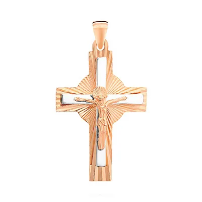 Золотой крестик с распятием "Спаси и Сохрани"  (арт. 503832кб)