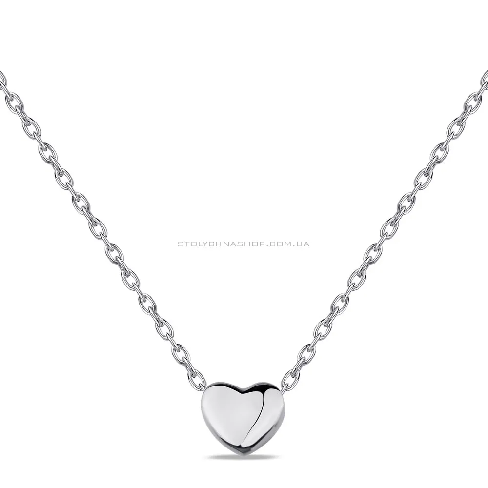 Серебряное колье Сердце без камней (арт. 7507/1841) - цена