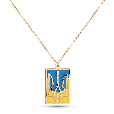 Золотое колье Герб Украины с эмалью  (арт. 352614есж)