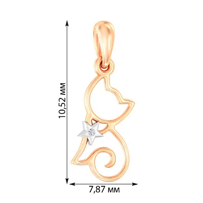 Золотая подвеска «Котенок» с фианитом (арт. 440630)