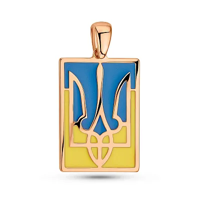 Золотий кулон Герб України з емаллю (арт. 424826есж)