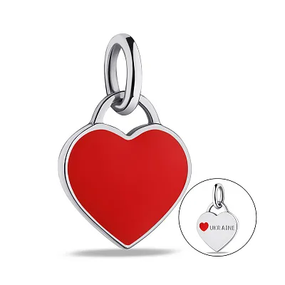 Срібний кулон Серце з червоною емаллю (арт. 7503/0927екпю)