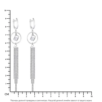 Длинные сережки цепочки Trendy Style с фианитом (арт. 7502/4301)