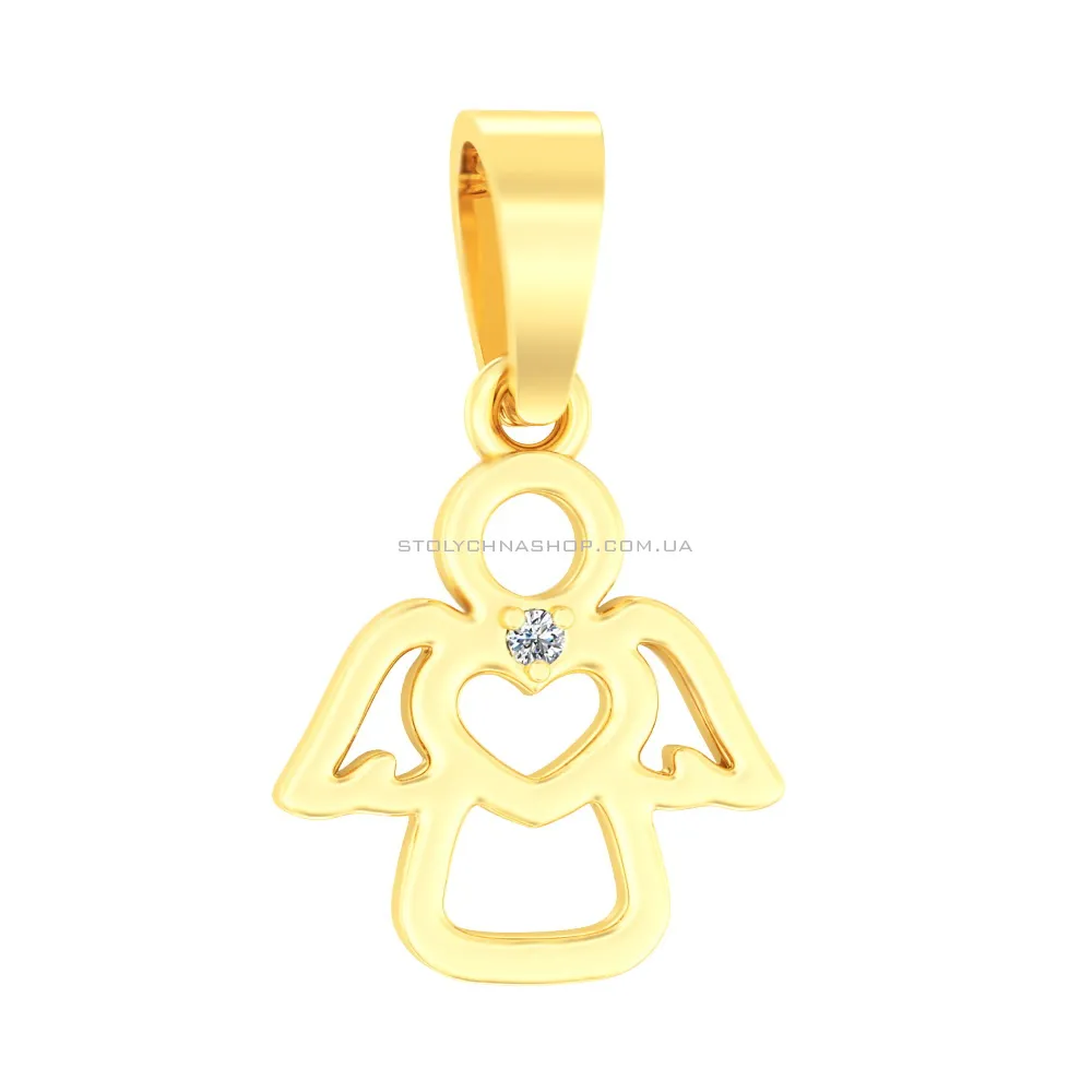 Золотая подвеска «Ангел» с фианитом  (арт. 440587ж)