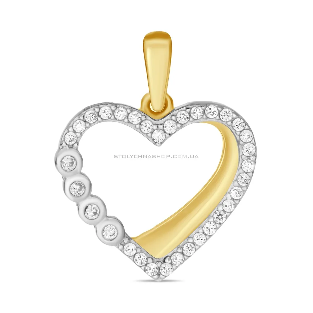 Подвеска золотая «Сердце» с фианитами (арт. 421742ж) - цена